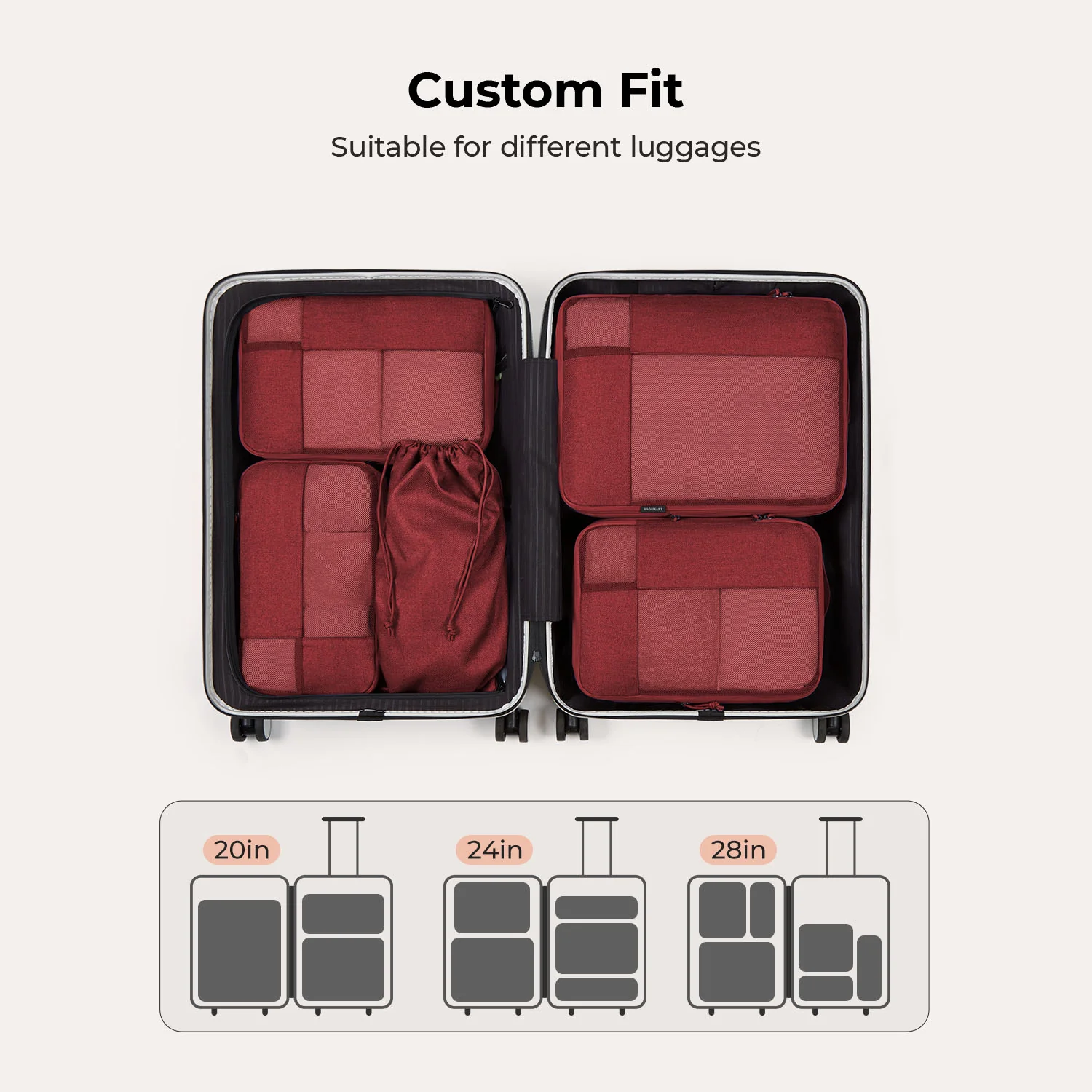 6PCS Compression Travel Packing Cubes for Suitcases - Image 12