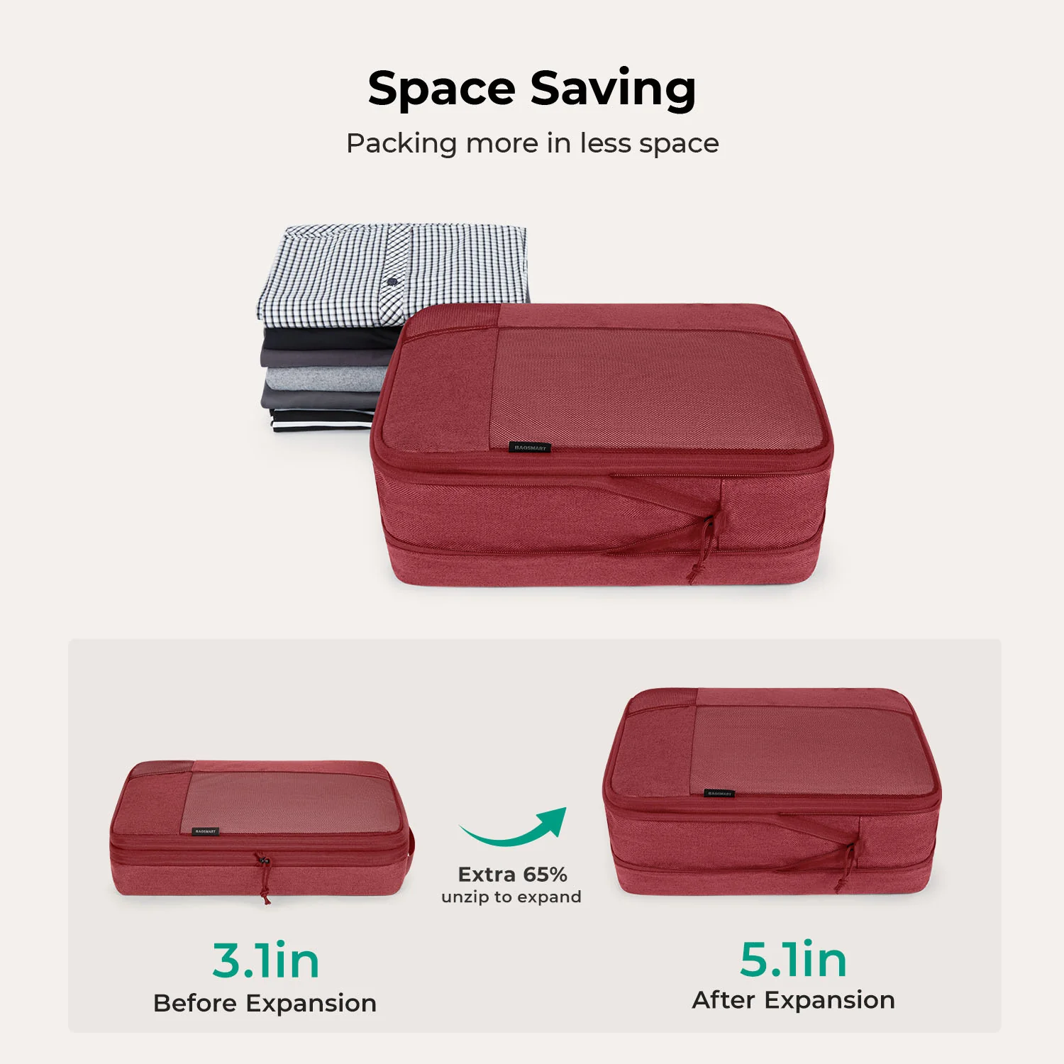 6PCS Compression Travel Packing Cubes for Suitcases - Image 14