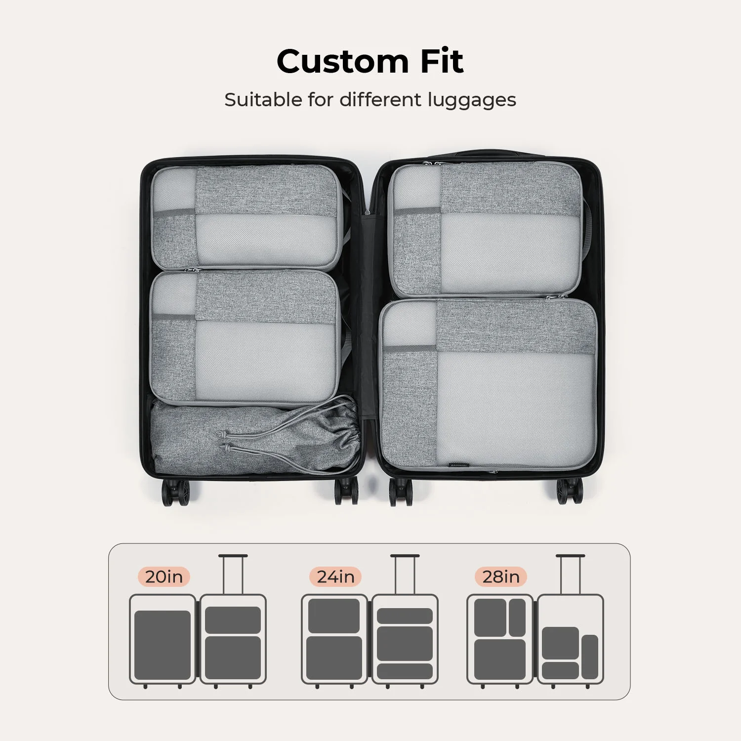 6PCS Compression Travel Packing Cubes for Suitcases - Image 30