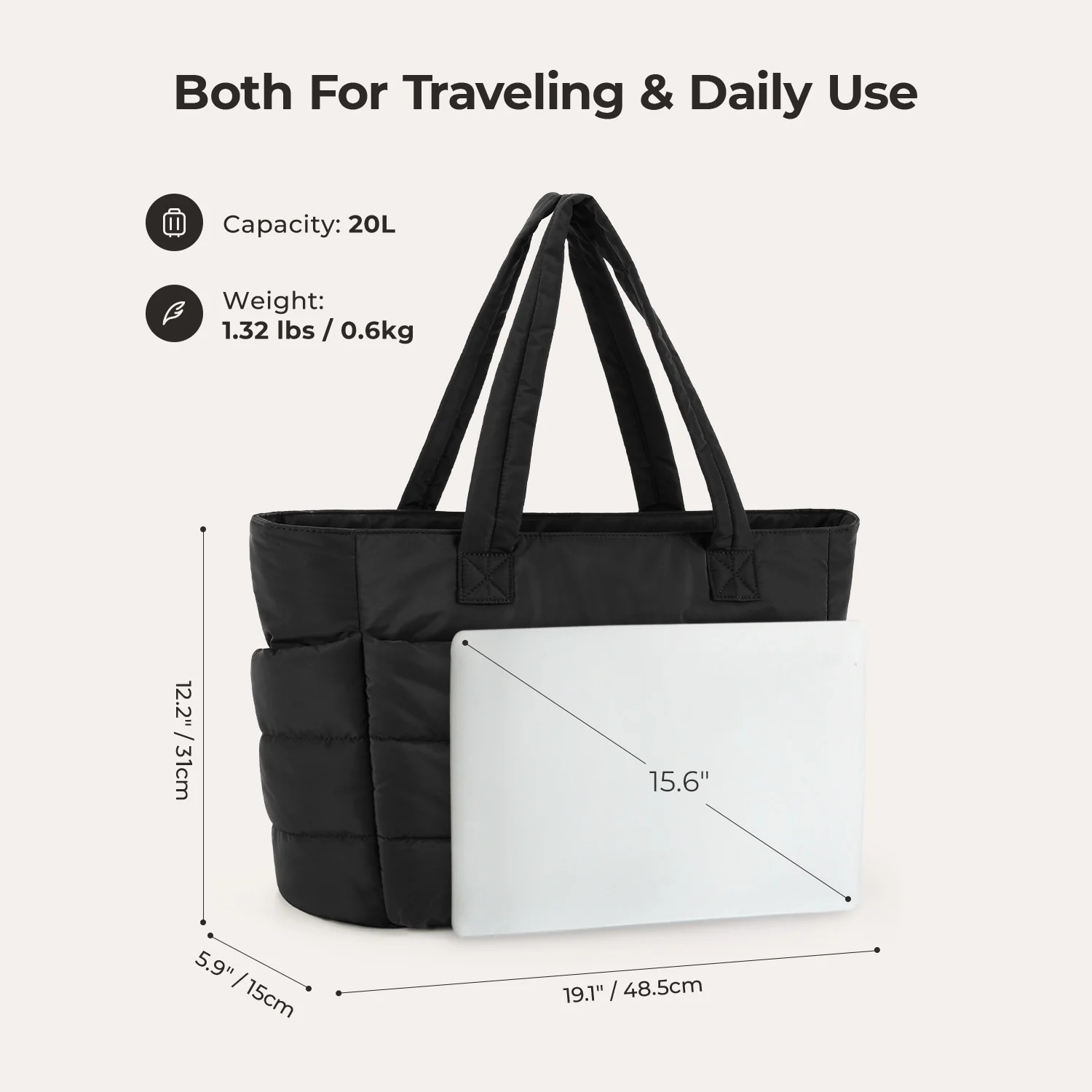 The Bubble 20L Puffy 15.6" Laptop Work Tote - Image 4