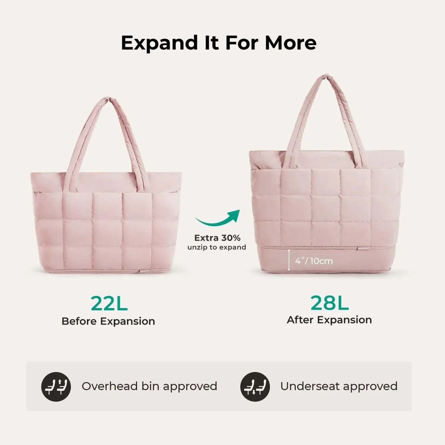 Bubble 22L-28L Expandable Puffer Travel Tote Bag - Image 25